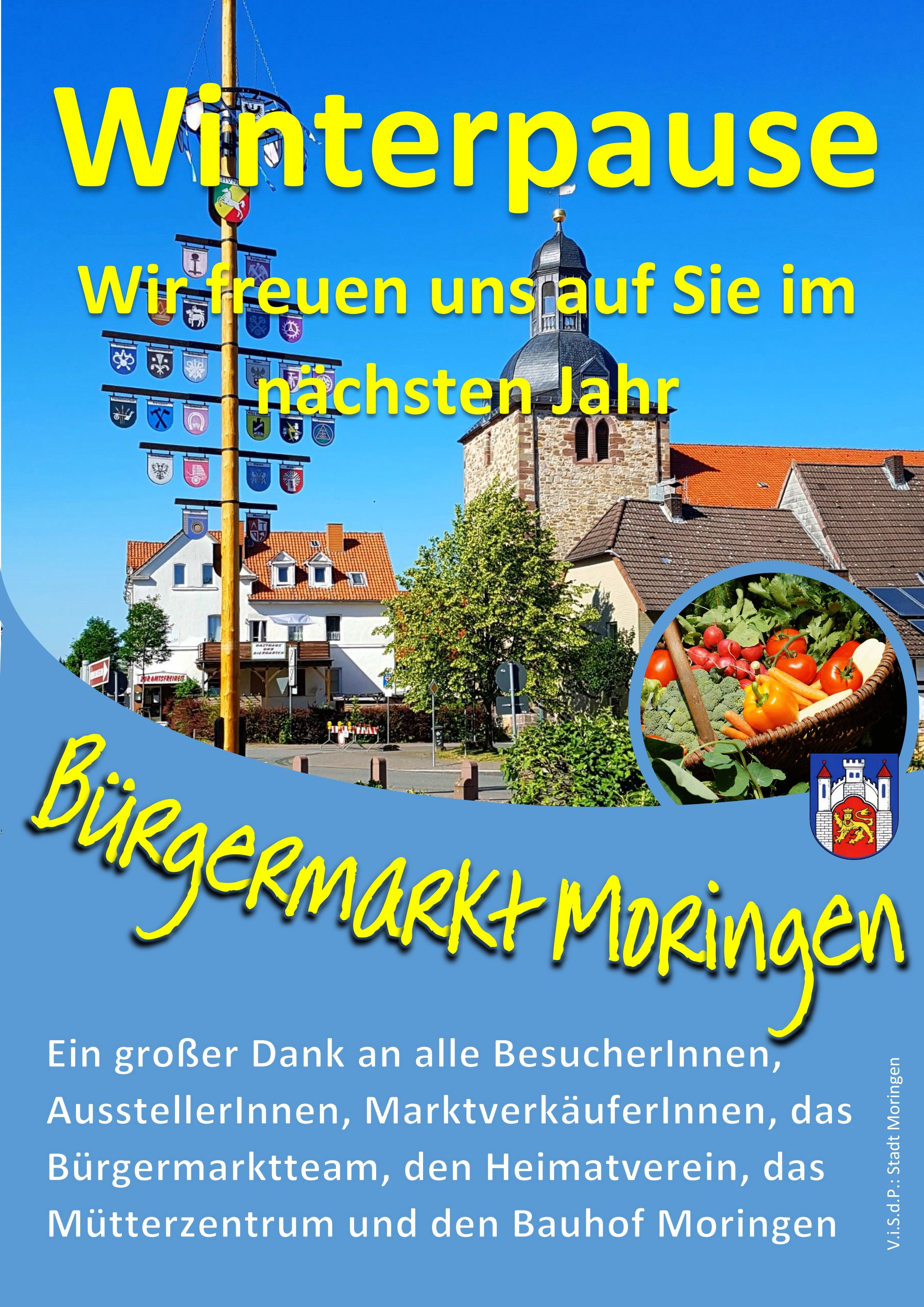 Hier sehen Sie das Plakat des Bürgermarktes, auf dem die WInterpause eingeläutet wird
