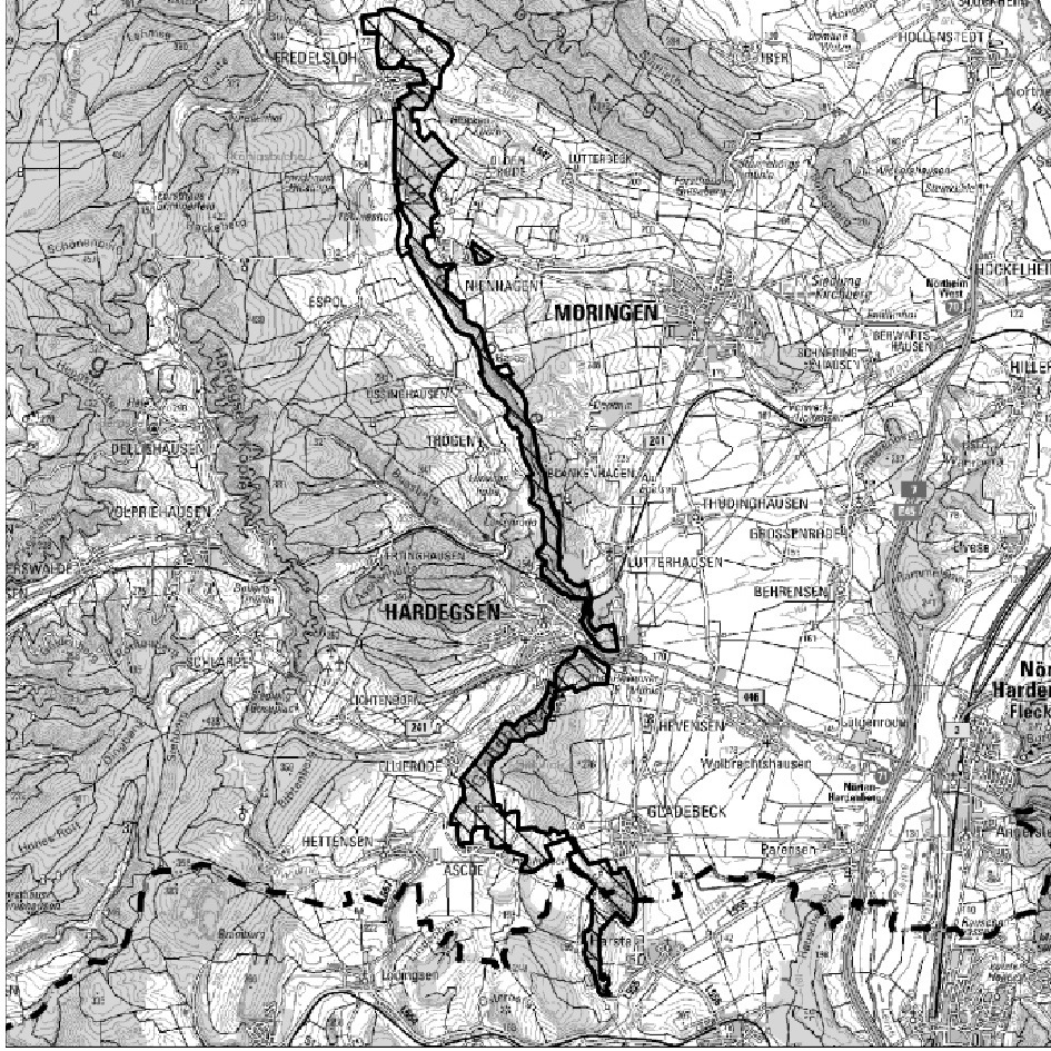 schwarz weiß Karte FFH-Gebiet "Weper,Gladeberg,Aschenburg"