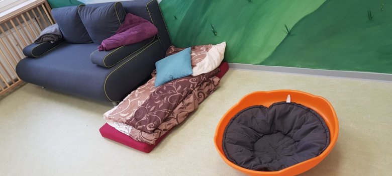 Hier sehen Sie ein Bild des Ruheraumes der Krippe