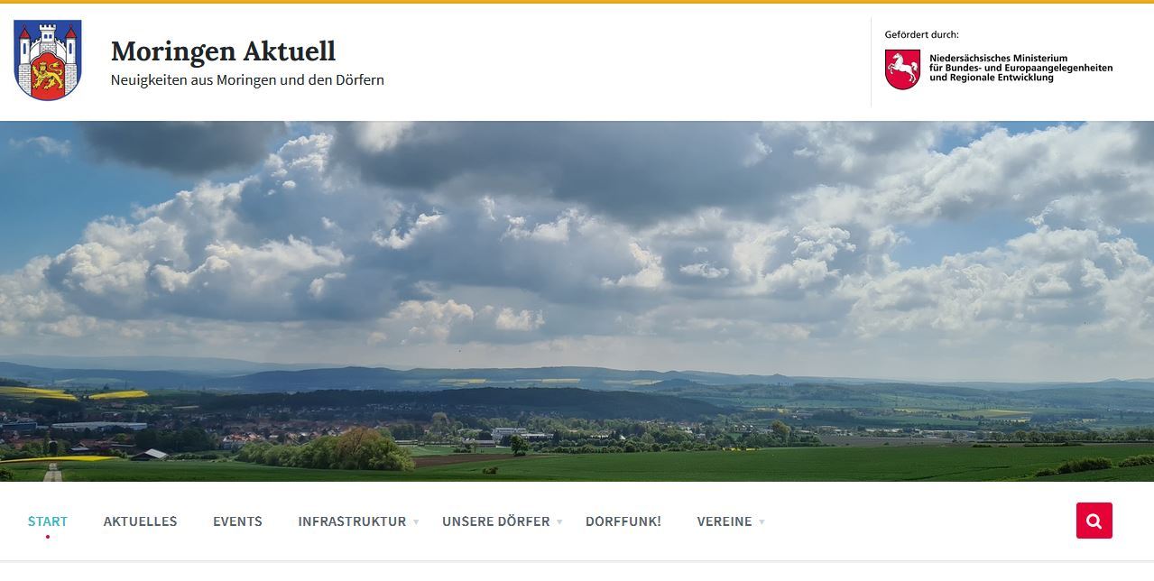 Das Startbild der Web-Seite Moringen Digital
