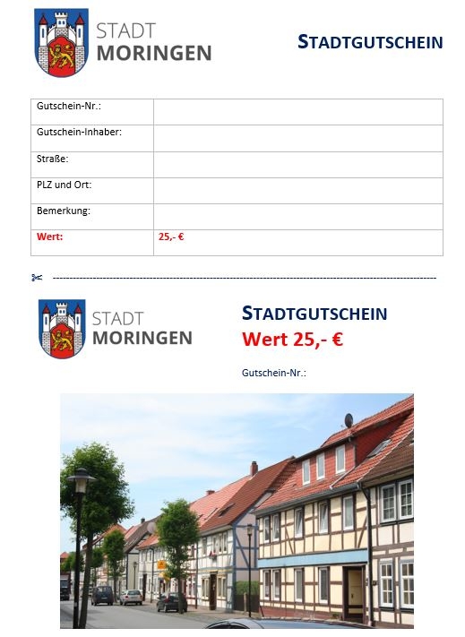 Das Bild zeigt ein Muster des Gutscheines
