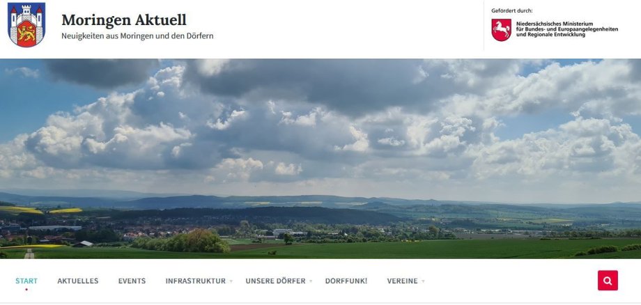 Das Startbild der Web-Seite Moringen Digital