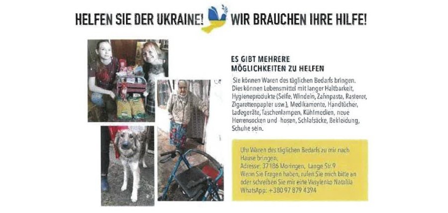 Plakat zur Hilfe für die Ukraine