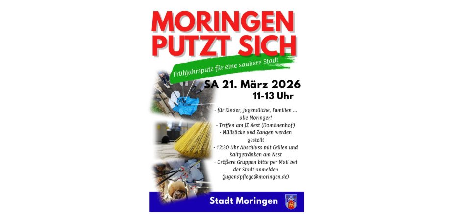 Ein Bild von dem Plakat mit dem Titel Moringen putzt sich